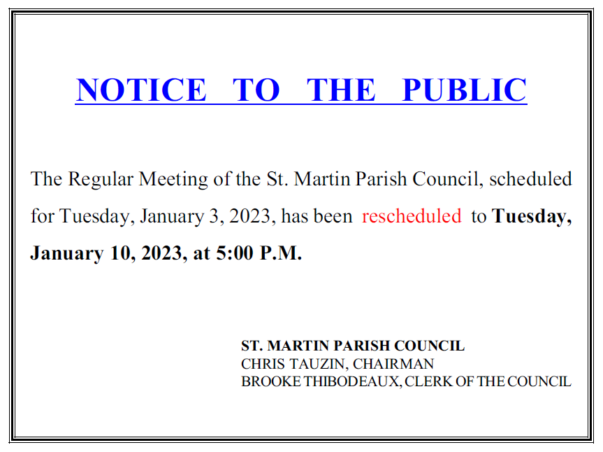 NOTICE TO THE PUBLIC flyer